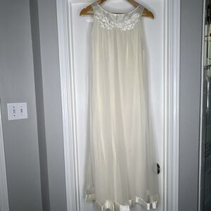 Vintage 60s Gossard Artemis Nightgown Medium Chiffon Lace Peignoir Appliqué